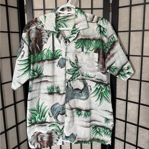Tropical Green and Gray Men's Shirt
